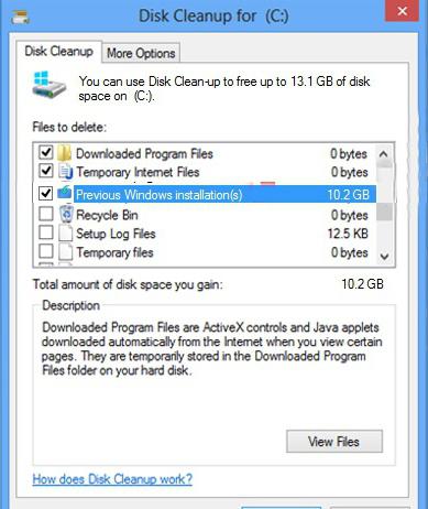 delete previous versions windows 10
